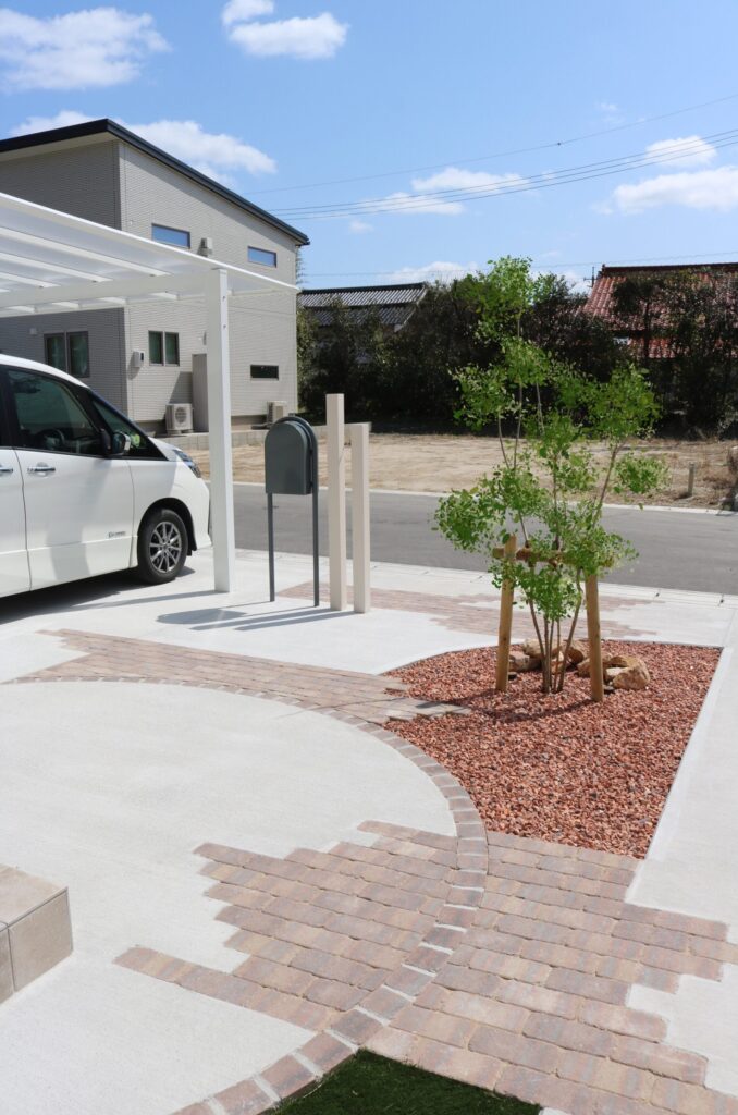 松江市 外構リフォーム カーポートと玄関アプローチ施工