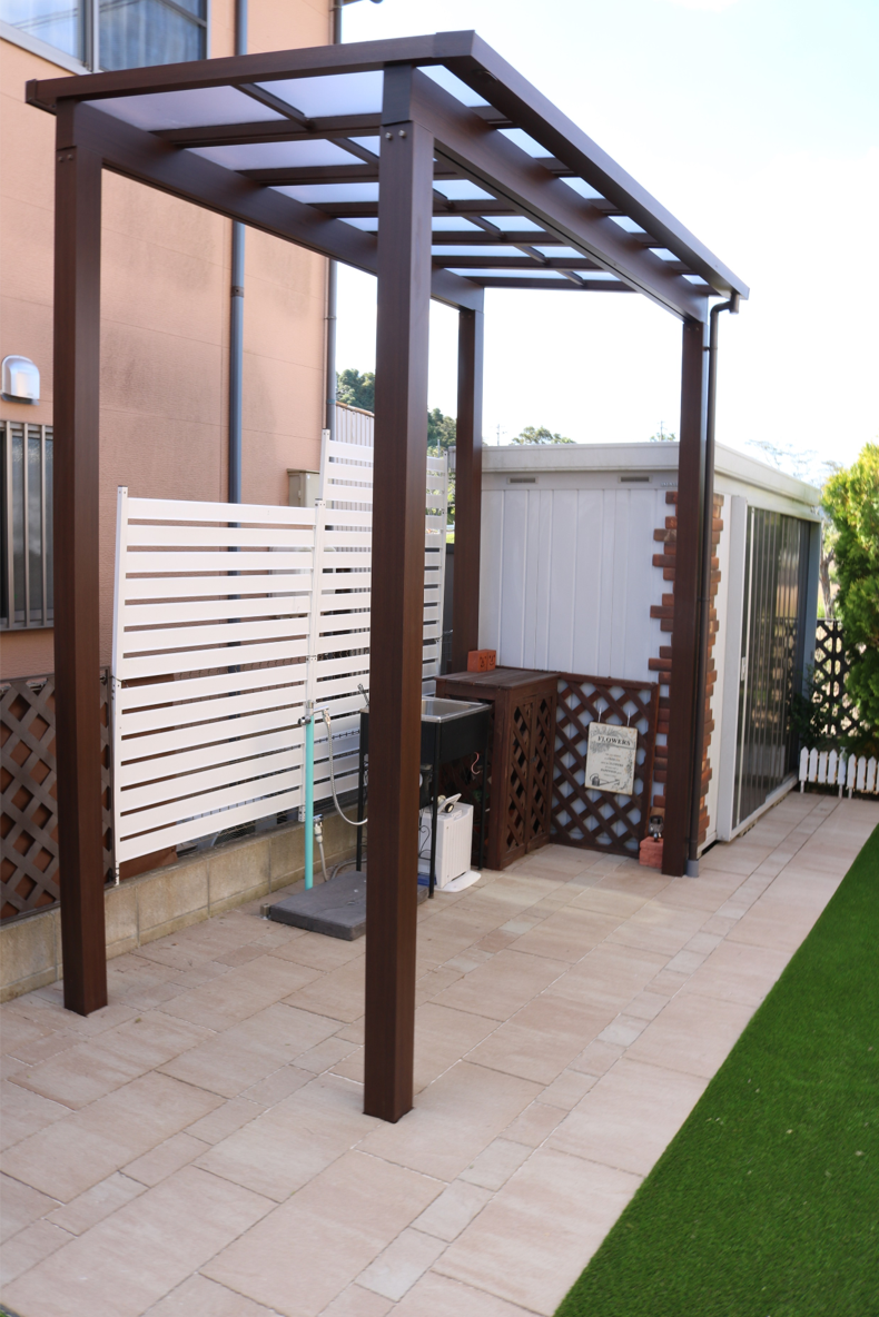 松江市の住宅で子どもが安心して遊べる人工芝の庭施工例