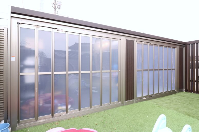 松江市 外構リフォーム バイクや趣味用品を収納したガレージ