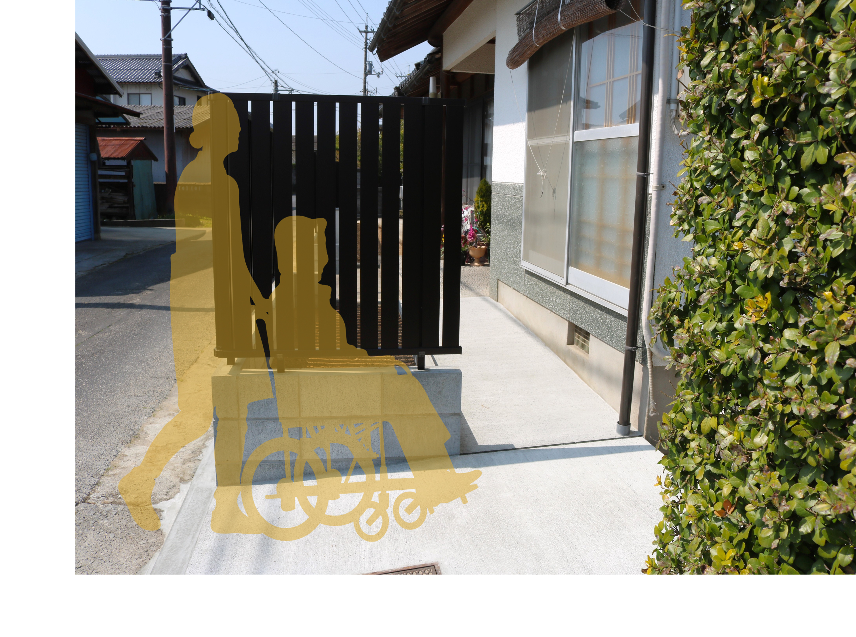 松江市 外構工事 ブロック塀リフォーム後のフェンス付きデザイン