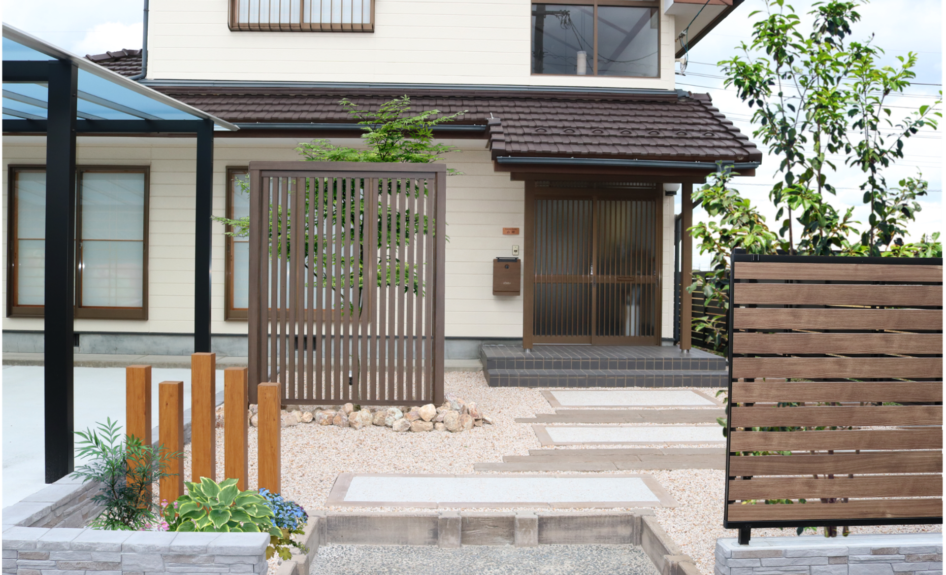 松江市 門まわりリフォーム 段差を解消して快適に歩けるアプローチ