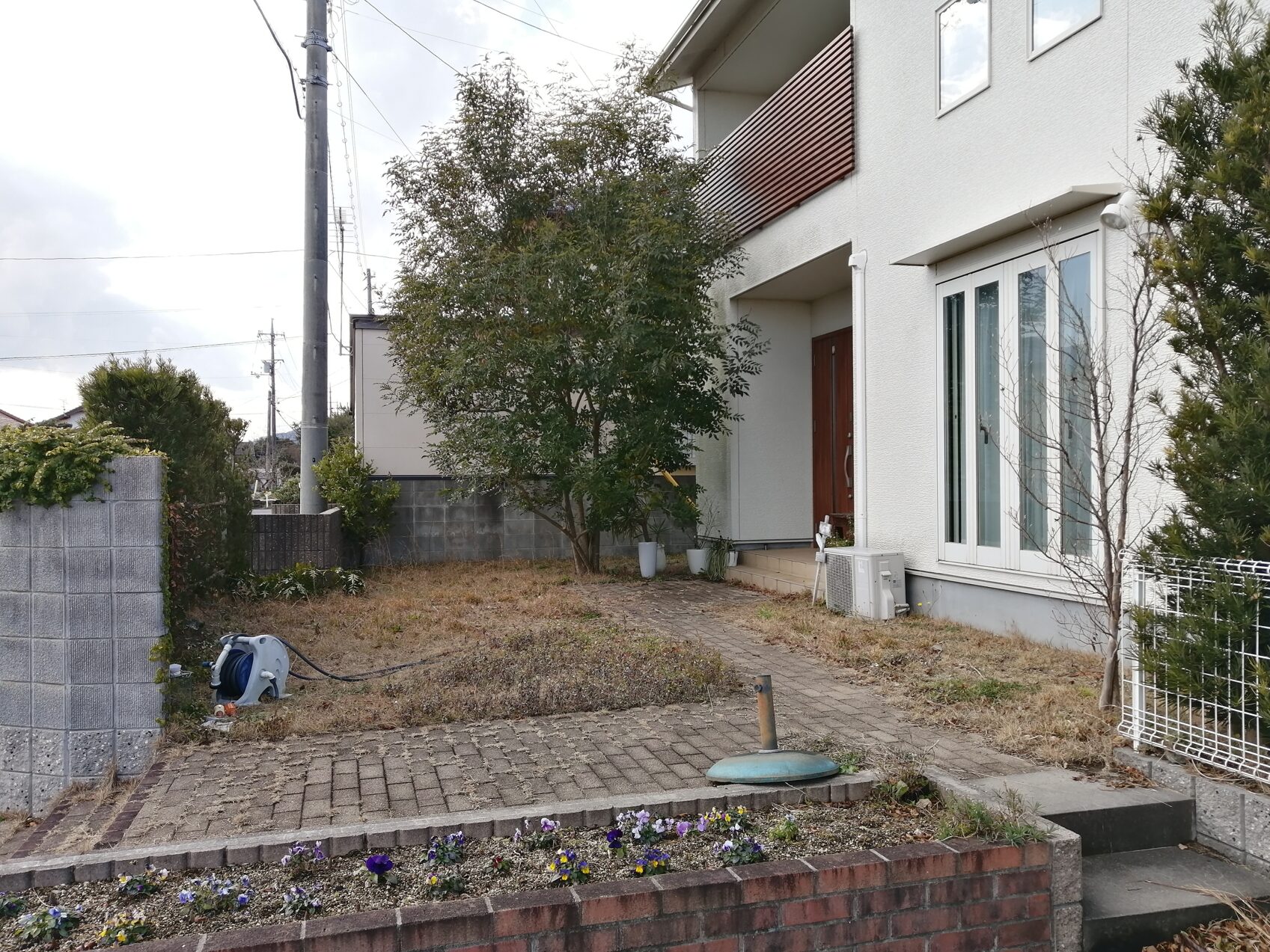 松江市 外構リフォーム 雑草が茂った庭の施工前の様子