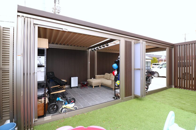 松江市 外構工事 趣味スペースとして活用できるガレージ